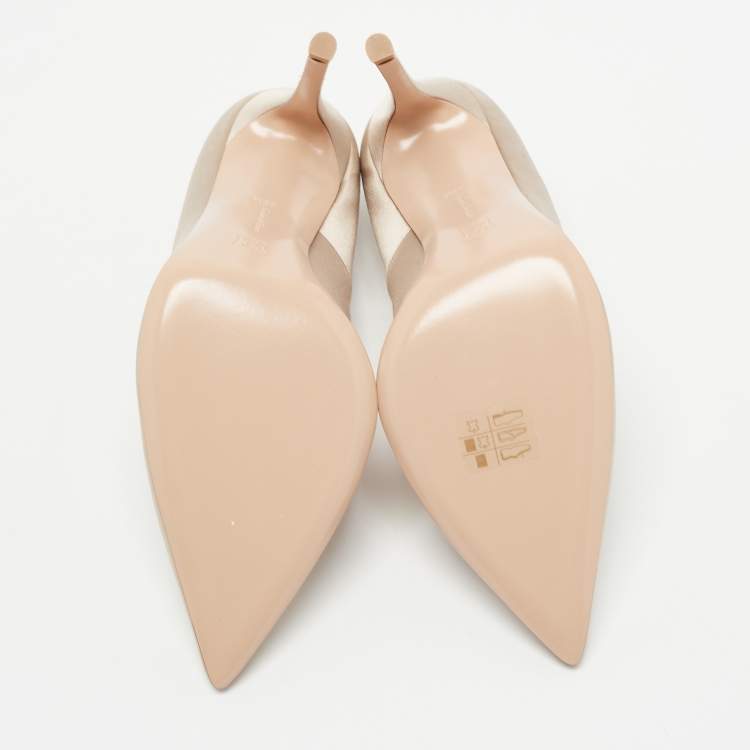 Pre Owned Gianvito Rossi Beige Satin Gianvito 105 Pumps Size 39.5