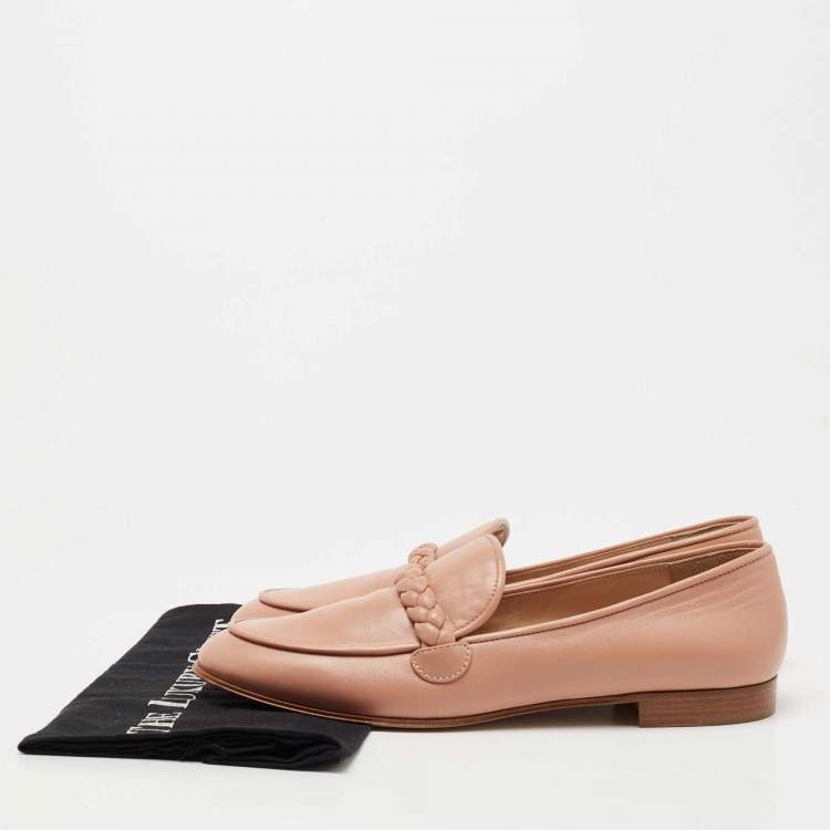 Pre Owned Gianvito Rossi Pink Leather Monza Braided Loafers Size 40