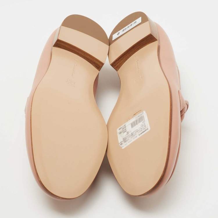 Pre Owned Gianvito Rossi Pink Leather Monza Braided Loafers Size 40