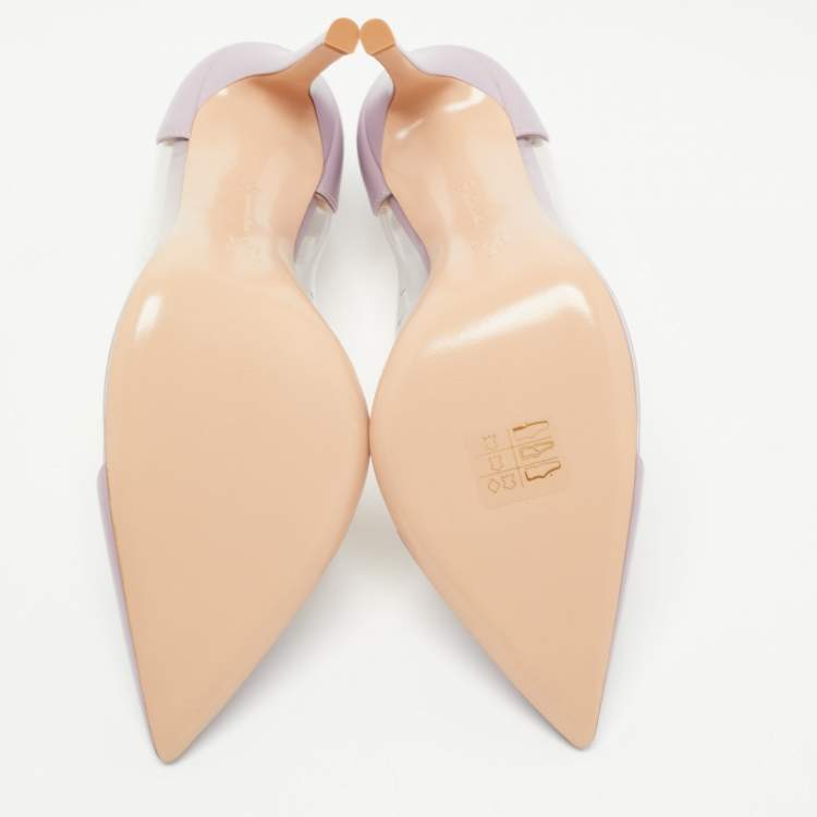 Pre Owned Gianvito Rossi Purple Leather and PVC Plexi Pumps Size 37.5