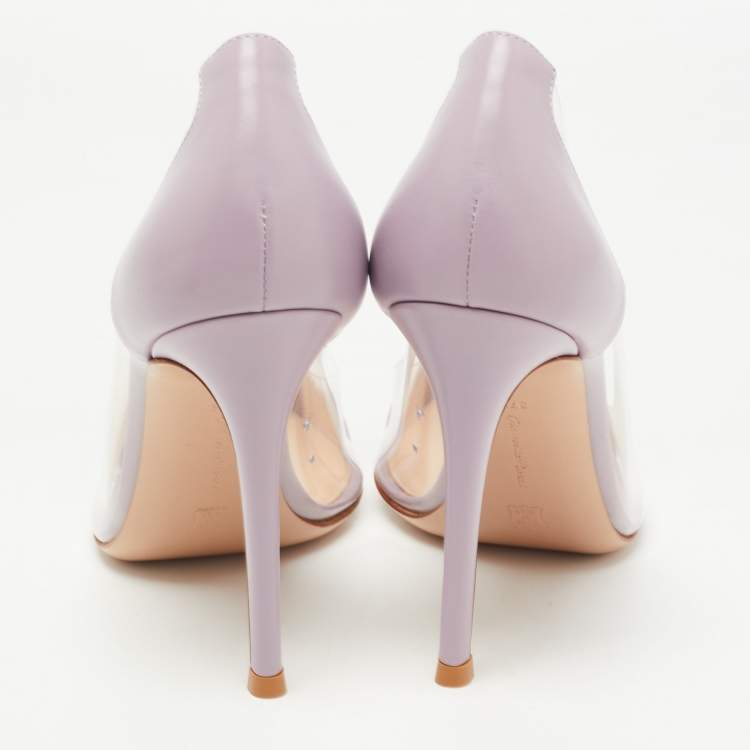 Pre Owned Gianvito Rossi Purple Leather and PVC Plexi Pumps Size 37.5