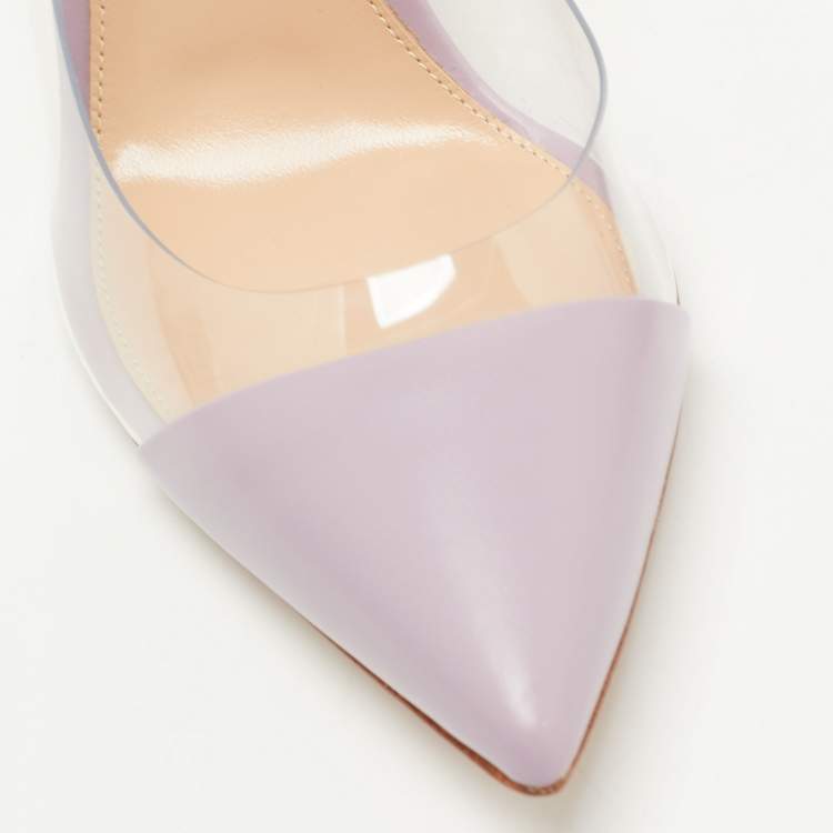 Pre Owned Gianvito Rossi Purple Leather and PVC Plexi Pumps Size 37.5
