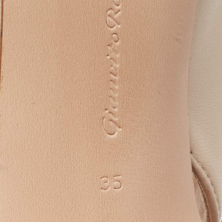 Pre Owned Gianvito Rossi Beige Leather Lace Up Pumps Size 35