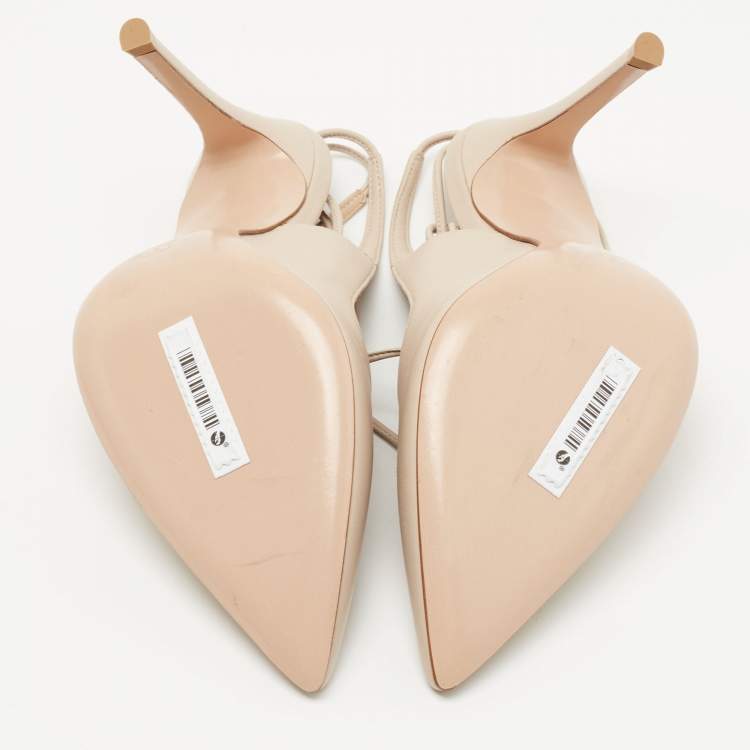 Pre Owned Gianvito Rossi Beige Leather Lace Up Pumps Size 35