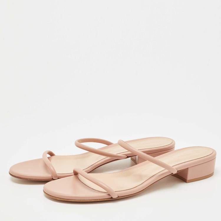 Pre Owned Gianvito Rossi  Blush Pink Leather Slide Sandals Size 40.5