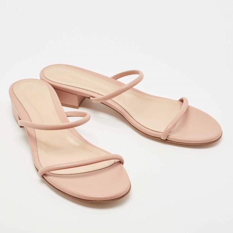 Pre Owned Gianvito Rossi  Blush Pink Leather Slide Sandals Size 40.5