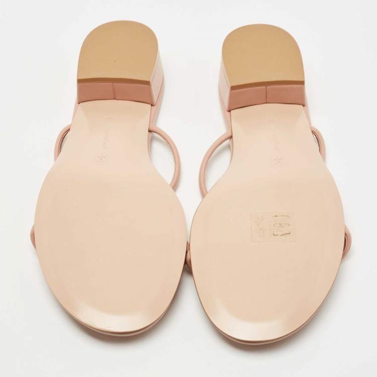 Pre Owned Gianvito Rossi  Blush Pink Leather Slide Sandals Size 40.5