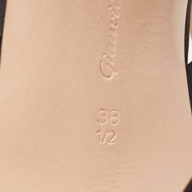 Pre Owned Gianvito Rossi Black Satin Strappy Slide Sandals Size 38.5