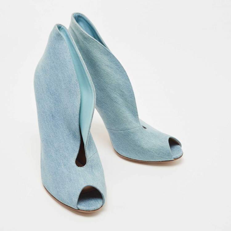 Pre Owned Gianvito Rossi Blue Denim Vamp Booties Size 41