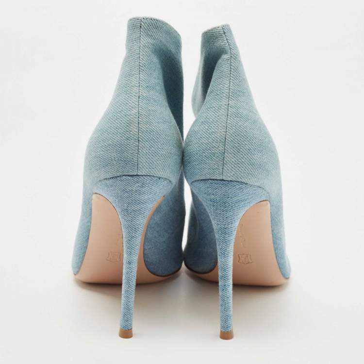 Pre Owned Gianvito Rossi Blue Denim Vamp Booties Size 41