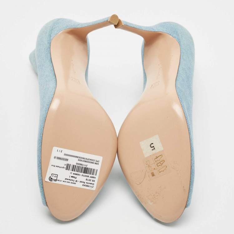 Pre Owned Gianvito Rossi Blue Denim Vamp Booties Size 41