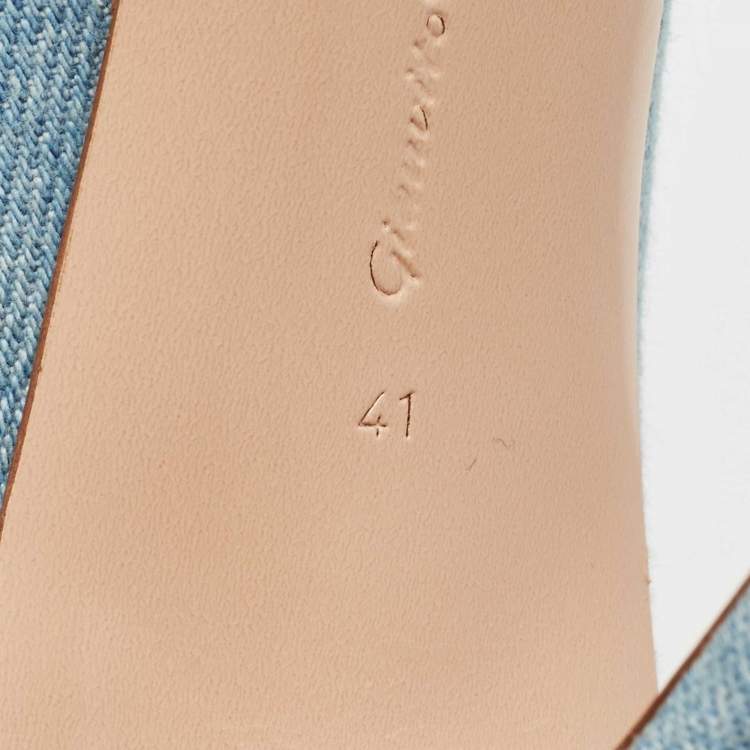 Pre Owned Gianvito Rossi Blue Denim Vamp Booties Size 41