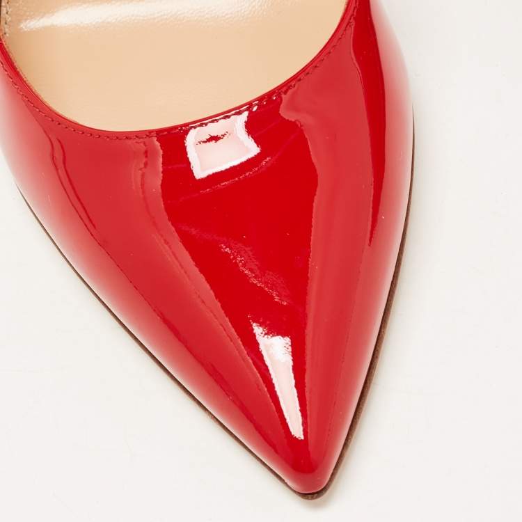 Pre Owned Gianvito Red Patent Leather Pointed Toe Pumps Size 38