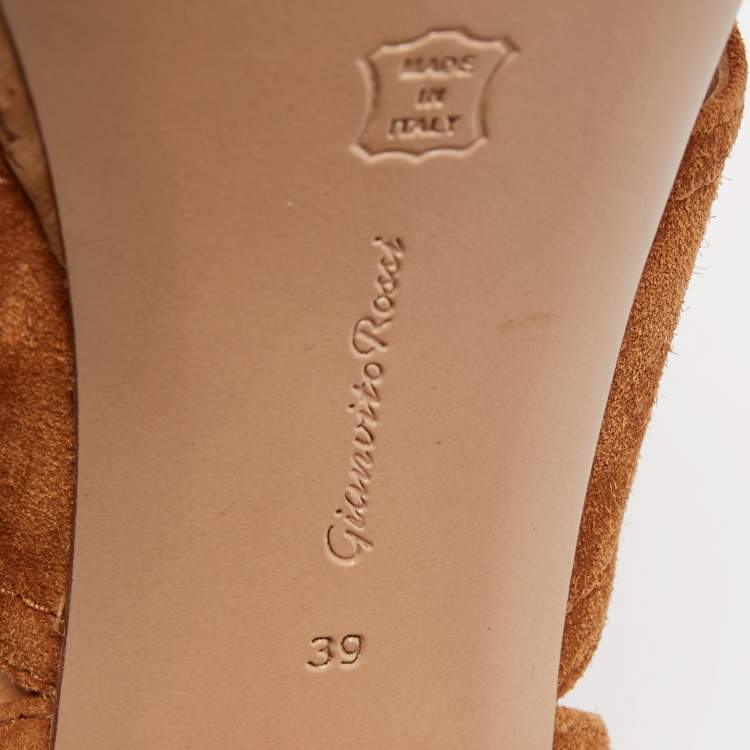 Pre Owned Gianvito Rossi Brown Suede Cork Platform Ankle Strap Sandals Size 39