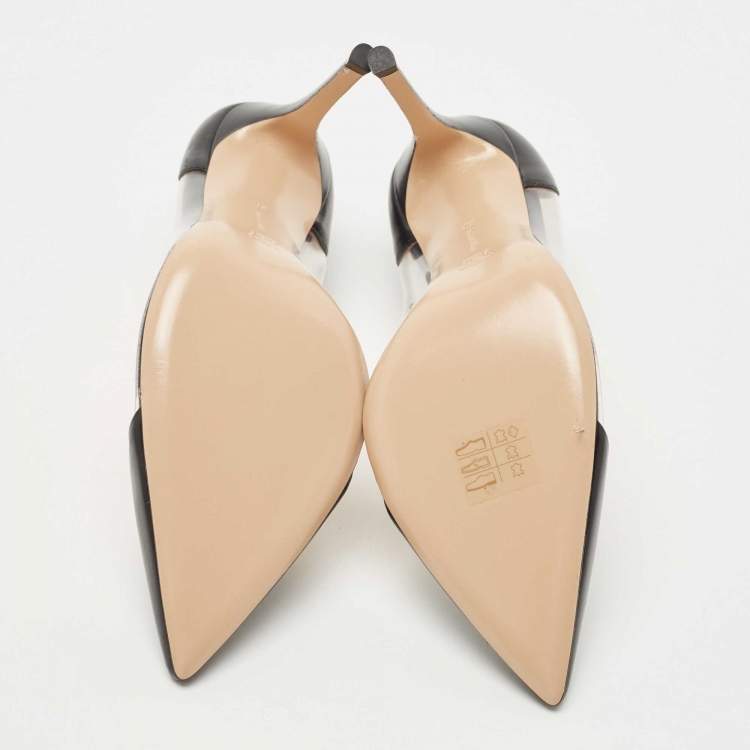 Pre Owned Gianvito Rossi Black Leather and PVC Plexi Pumps Size 39