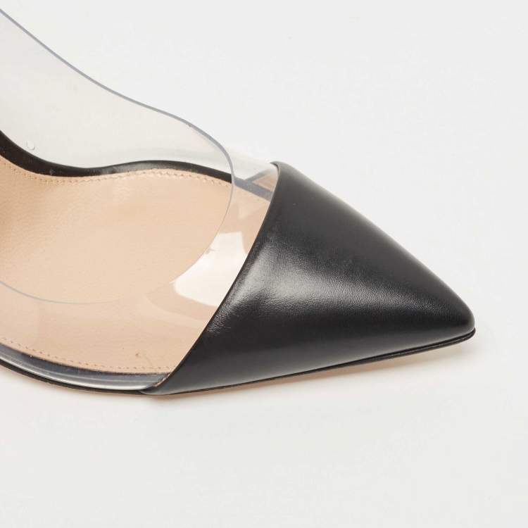 Pre Owned Gianvito Rossi Black Leather and PVC Plexi Pumps Size 39