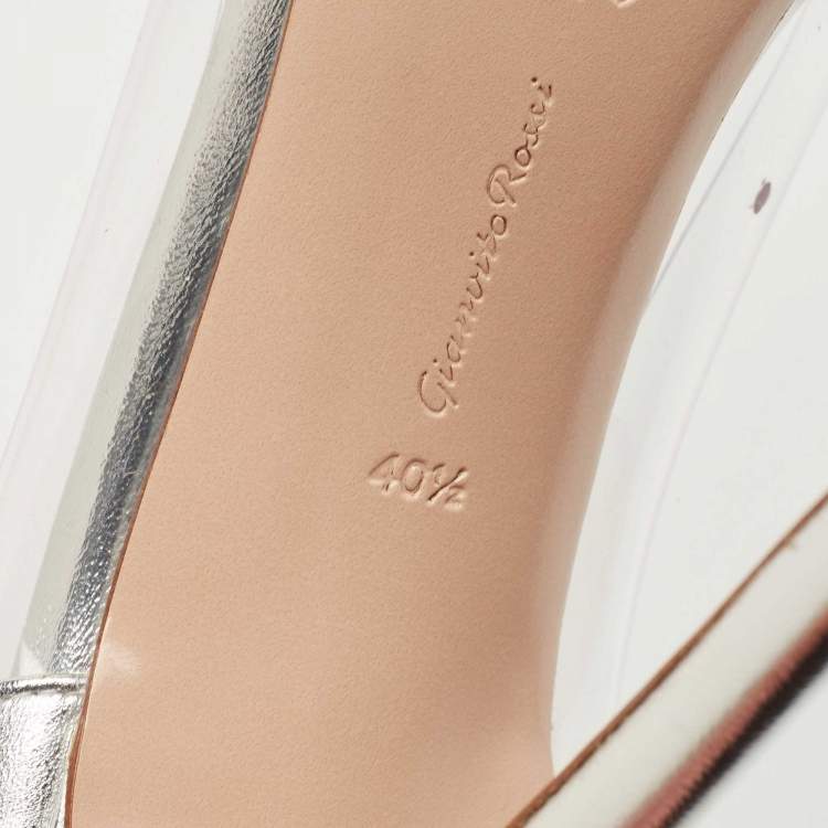 Pre Owned Gianvito Rossi Silver Leather and PVC Plexi Pumps Size 40.5