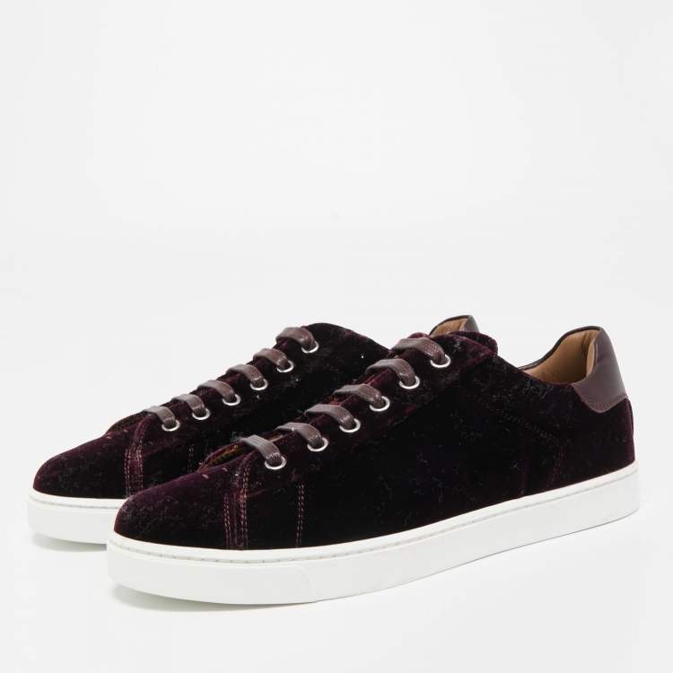 Pre Owned Gianvito Rossi Burgundy Velvet Low Top Sneakers Size 36