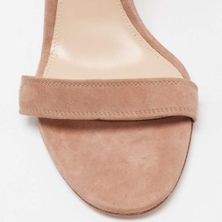 Pre Owned Gianvito Rossi Dusty Pink Suede and PVC Ankle Strap Sandals Size 39.5