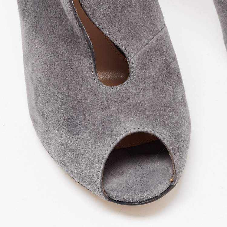 Pre Owned Gianvito Rossi Grey Suede Vamp Boots Size 38.5
