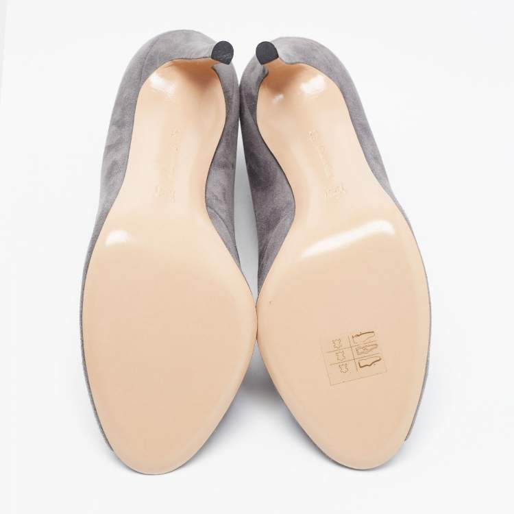 Pre Owned Gianvito Rossi Grey Suede Vamp Boots Size 38.5