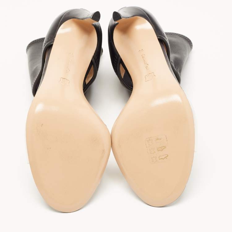 Pre Owned Gianvito Rossi Black Leather and PVC Ankle Cuff Sandals Size 38