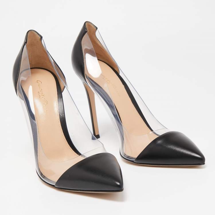 Pre Owned Gianvito Rossi Black Leather and PVC Plexi Pumps Size 39