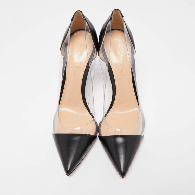 Pre Owned Gianvito Rossi Black Leather and PVC Plexi Pumps Size 39