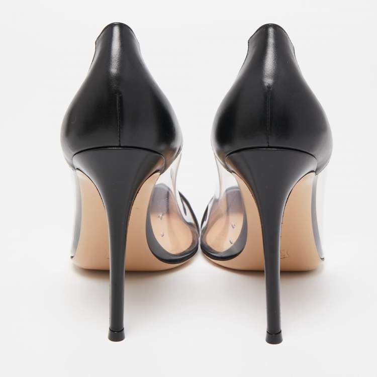 Pre Owned Gianvito Rossi Black Leather and PVC Plexi Pumps Size 39