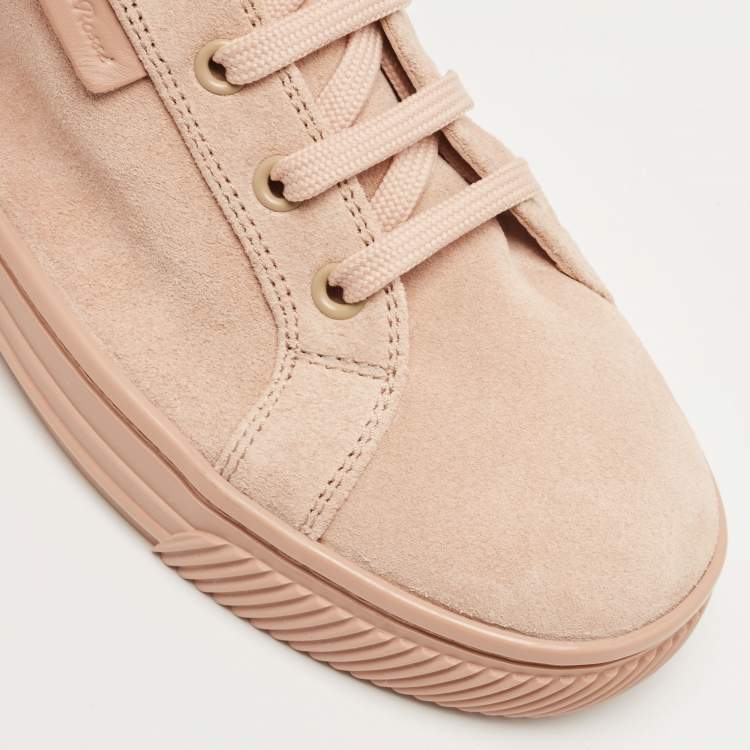 Pre Owned Gianvito Rossi Pink Suede High Top Sneakers Size 36.5