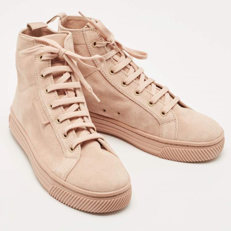 Pre Owned Gianvito Rossi Pink Suede High Top Sneakers Size 36.5