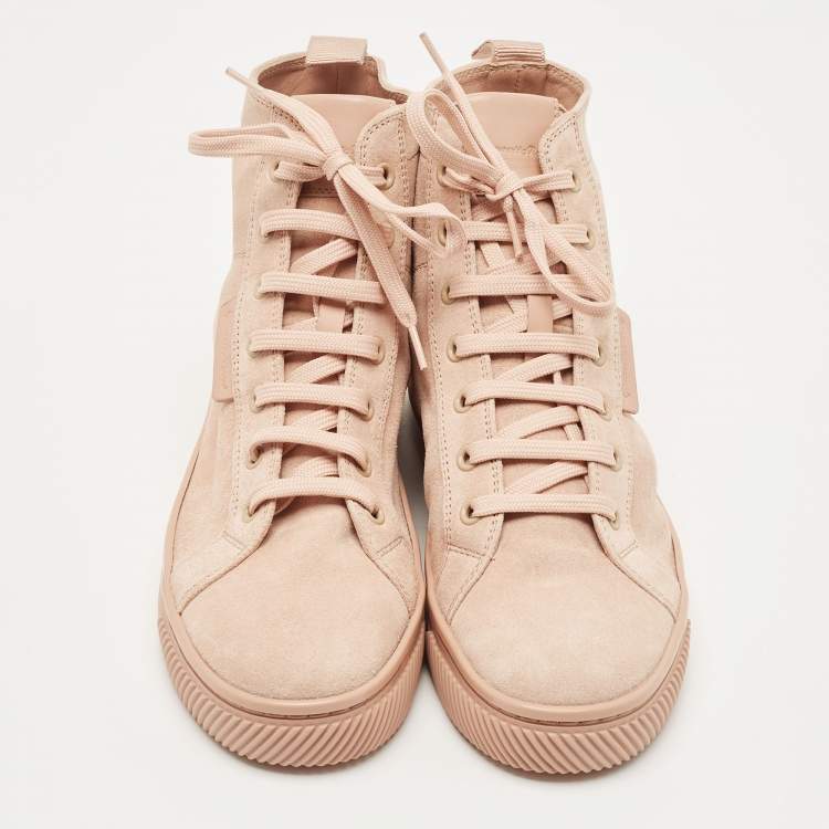 Pre Owned Gianvito Rossi Pink Suede High Top Sneakers Size 36.5