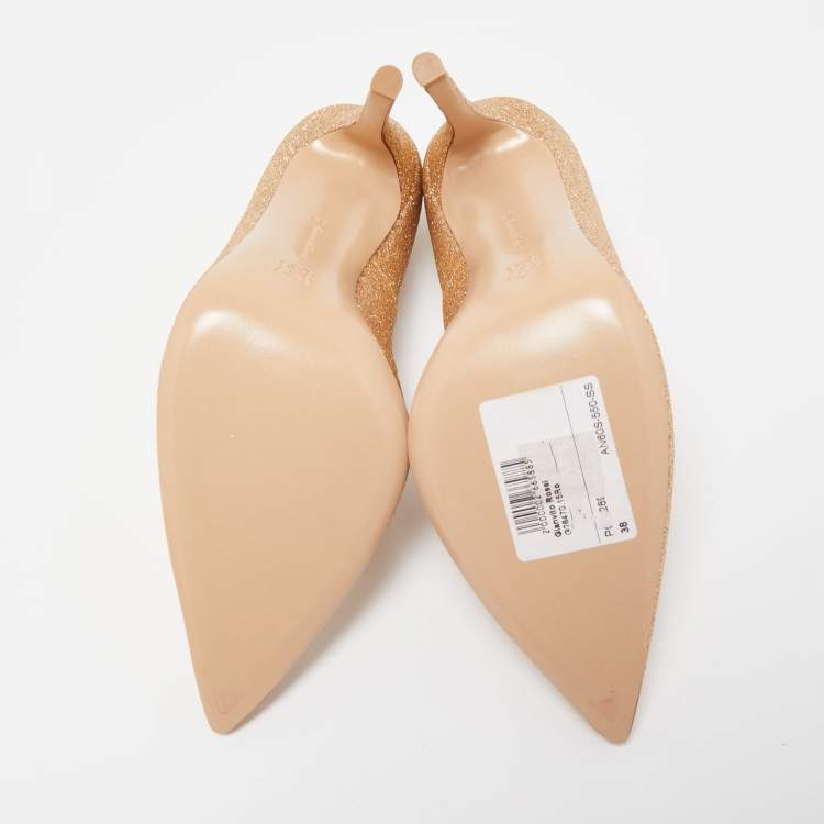Pre Owned Gianvito Rossi Gold Glitter Gianvito 105 Pointed Toe Pumps Size 38