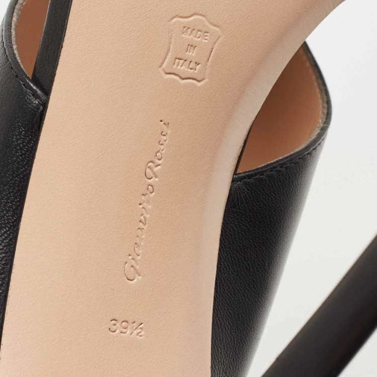 Pre Owned Gianvito Rossi Black Leather Thong Slide Sandals Size 39.5