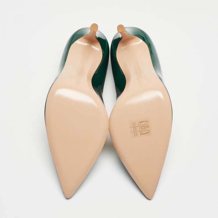Pre Owned Gianvito Rossi Dark Green Patent Leather Pointed Toe Pumps Size 38