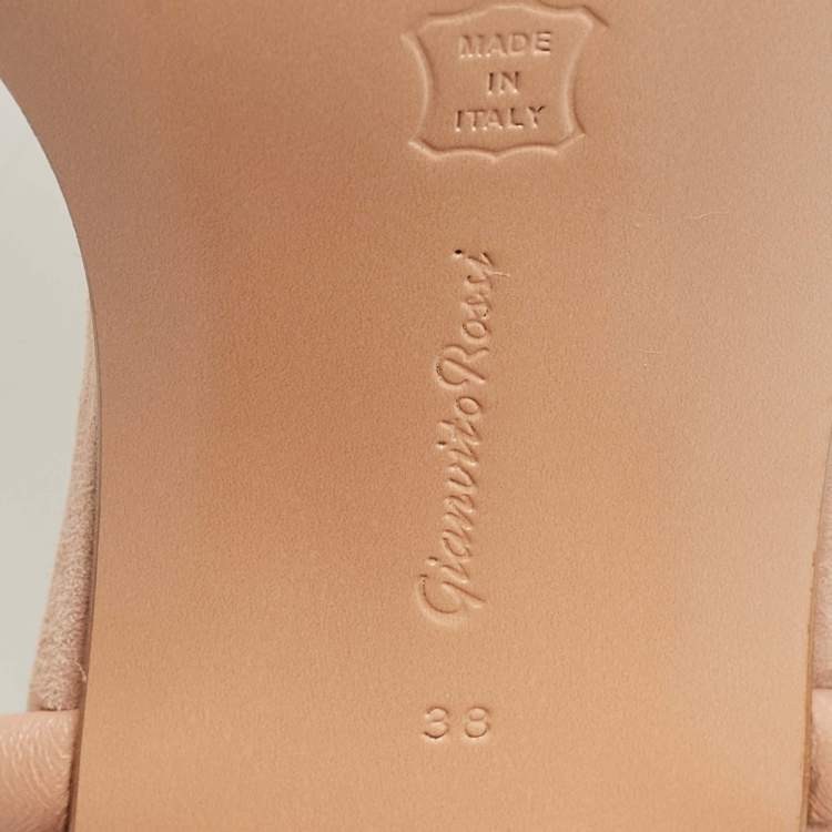 Pre Owned Gianvito Rossi Light Pink Leather Block Heel Ankle Strap Sandals Size 38