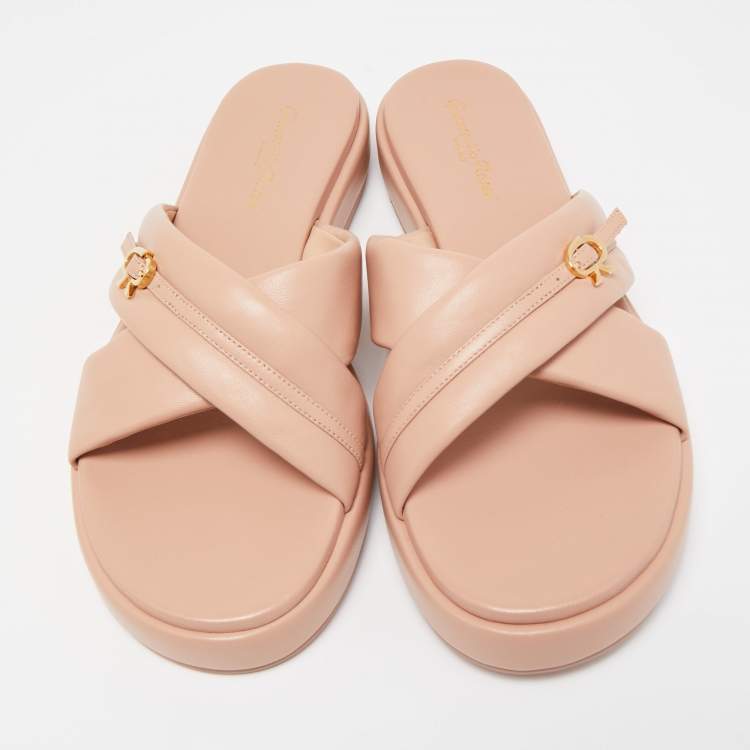Pre Owned Gianvito Rossi Beige Leather Alima Sandals Size 40