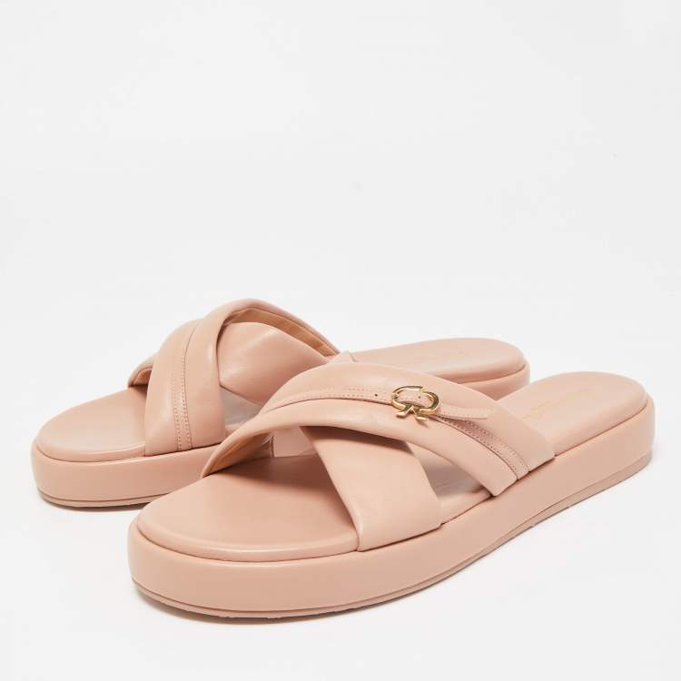 Pre Owned Gianvito Rossi Beige Leather Alima Sandals Size 40