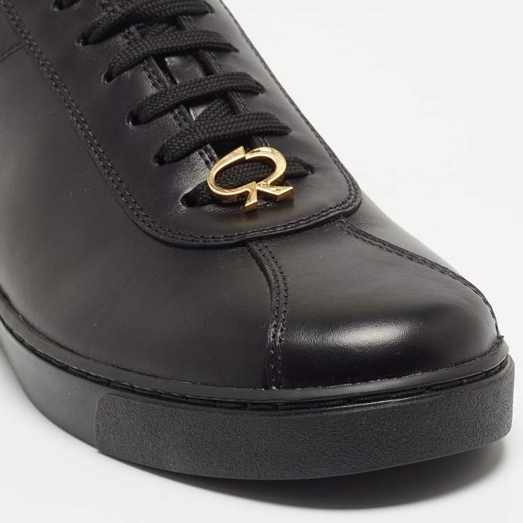 Pre Owned Gianvito Rossi Black Leather Low Top Sneakers Size 38.5 