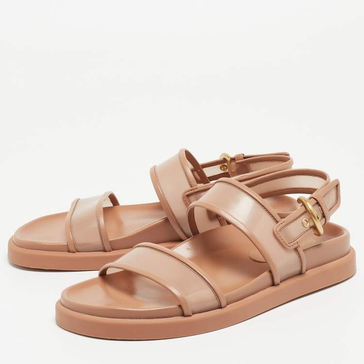 Pre Owned Gianvito Rossi Beige Leather and PVC Bilbao Slingback Sandals Size 38.5