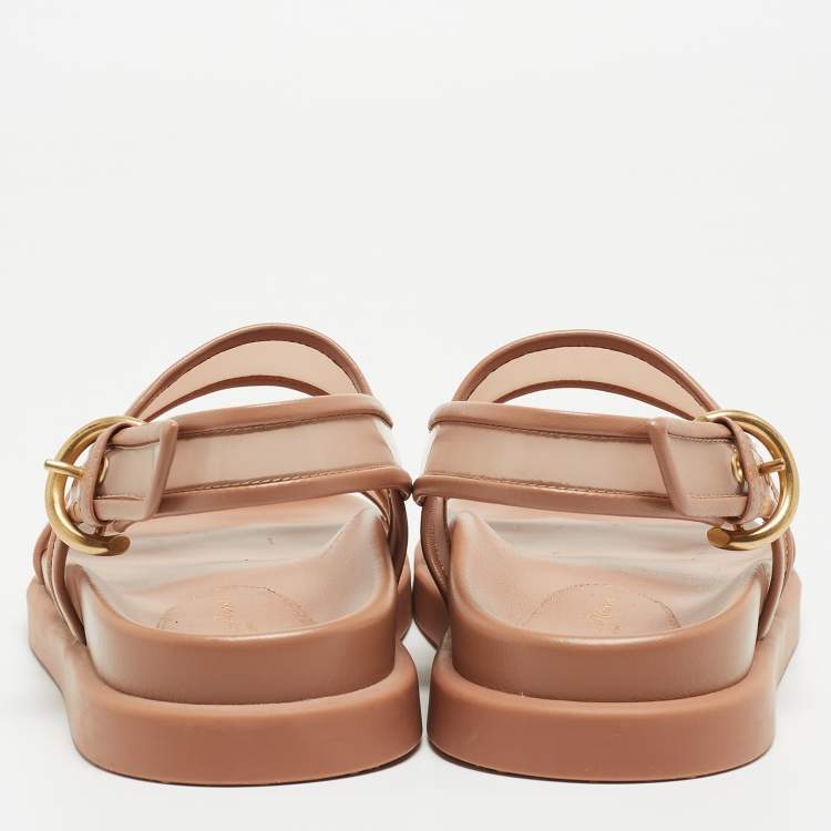 Pre Owned Gianvito Rossi Beige Leather and PVC Bilbao Slingback Sandals Size 38.5