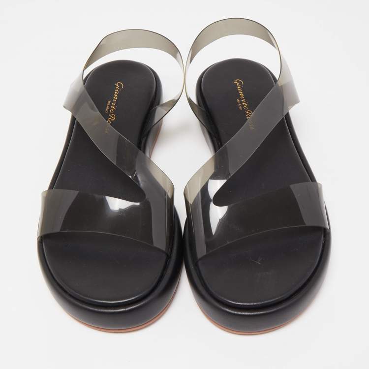 Pre Owned Gianvito Rossi Black PVC Metropolis Sandals Size 36