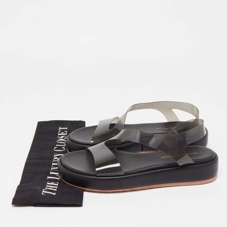 Pre Owned Gianvito Rossi Black PVC Metropolis Sandals Size 36