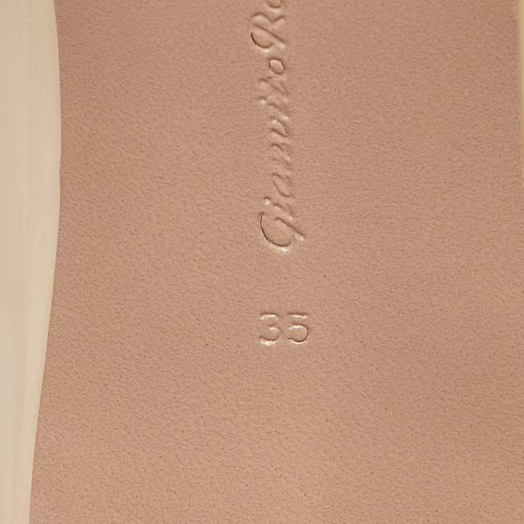 Pre Owned Gianvito Rossi Beige Patent Leather Gianvito 85 Pointed Toe Pumps Size 35