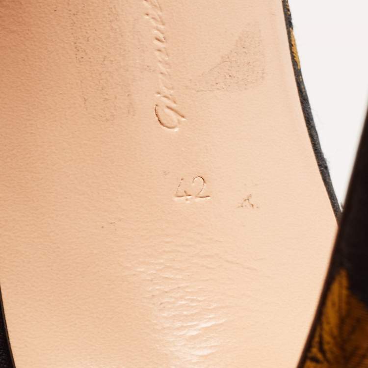 Pre Owned Gianvito Rossi Black/Yellow Jacquard Fabric Ankle Strap Open Toe Sandals Size 42