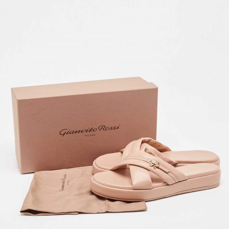 Pre Owned Gianvito Rossi Pink Leather Alima Sandals Size 40