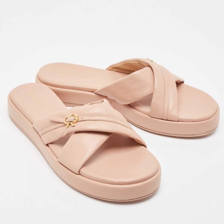 Pre Owned Gianvito Rossi Pink Leather Alima Sandals Size 40