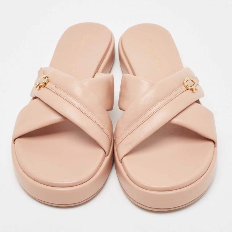 Pre Owned Gianvito Rossi Pink Leather Alima Sandals Size 40