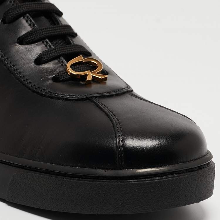 Pre Owned Gianvito Rossi Black Leather Low Top Sneakers Size 37.5