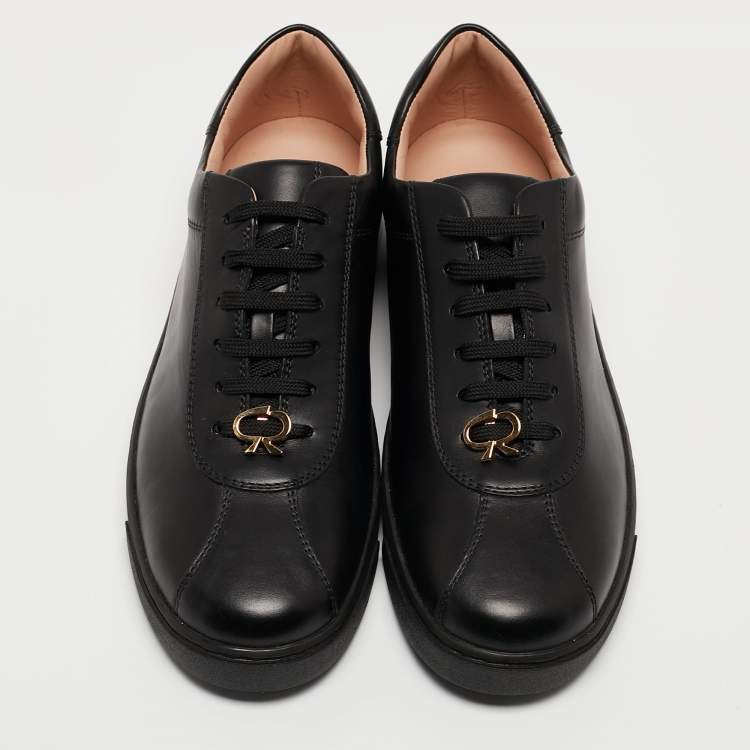Pre Owned Gianvito Rossi Black Leather Low Top Sneakers Size 37.5